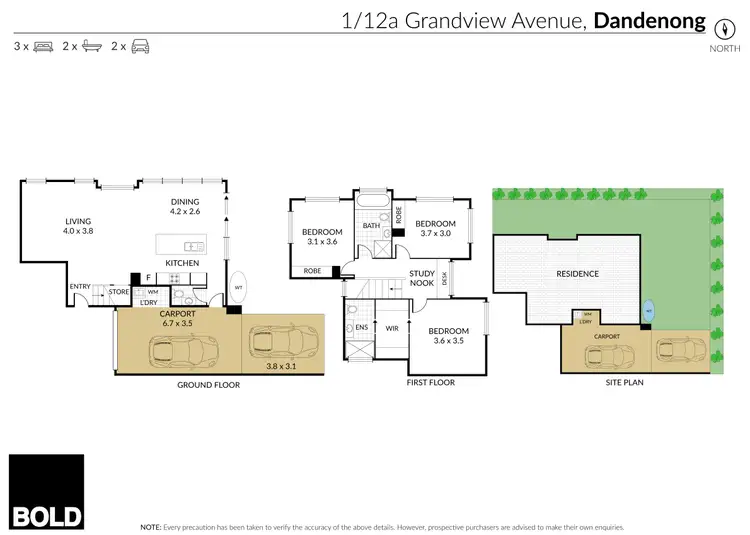 Floorplan of Homely townhouse listing, 1/12A Grandview Avenue, Dandenong VIC 3175