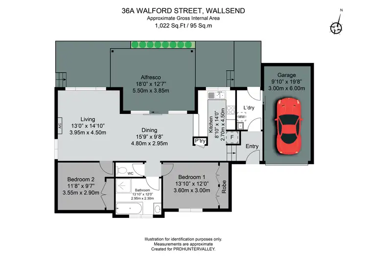 Floorplan of Homely unit listing, 36A Walford Street, Wallsend NSW 2287