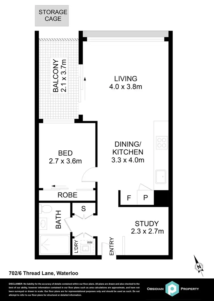 Floorplan of Homely apartment listing, 702/6 Thread Lane, Waterloo NSW 2017
