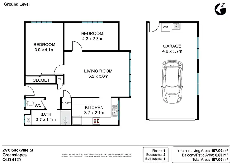 Floorplan of Homely unit listing, 2/76 Sackville Street, Greenslopes QLD 4120
