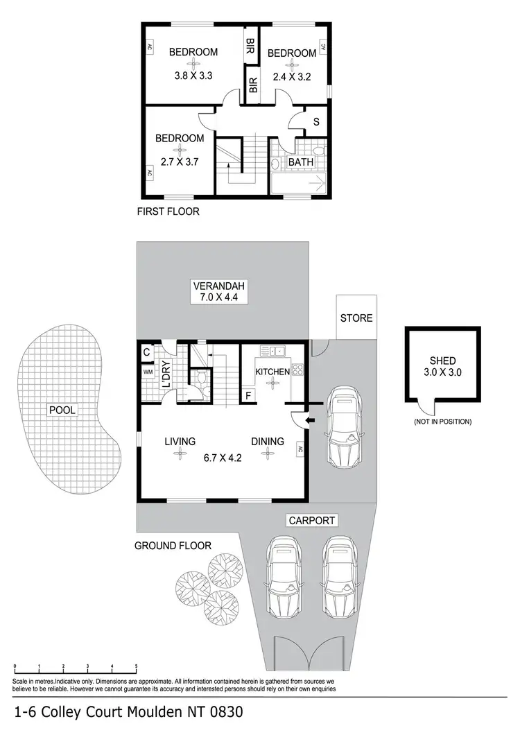 Floorplan of Homely townhouse listing, 1/6 Colley Court, Moulden NT 830