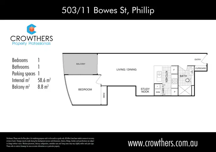 Floorplan of Homely apartment listing, 503/15 Bowes Street, Phillip ACT 2606