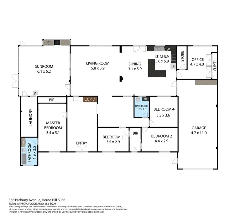 Floorplan of Homely rural property listing, 336 Padbury Avenue, Herne Hill WA 6056