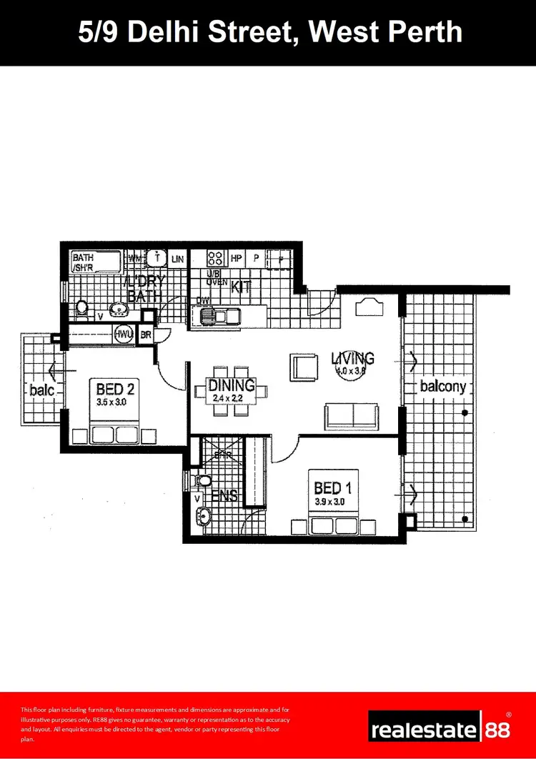 Floorplan of Homely apartment listing, 5/9 Delhi Street, West Perth WA 6005