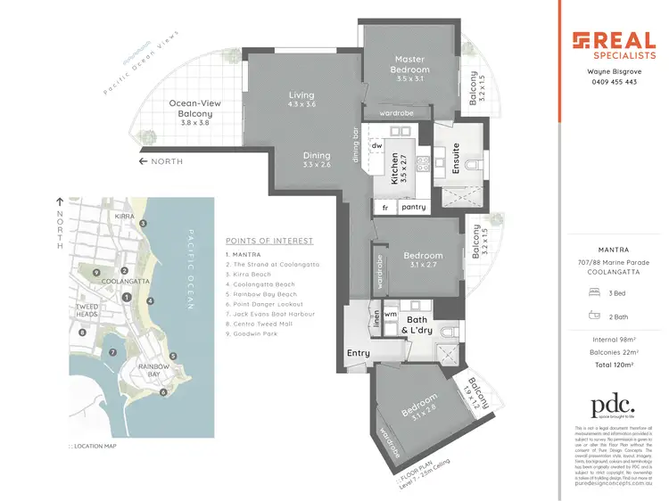 Floorplan of Homely unit listing, 707/88 Marine Parade, Coolangatta QLD 4225