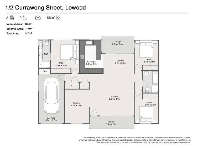 Floorplan of Homely semi-detached listing, 1/2 Currawong Street, Lowood QLD 4311