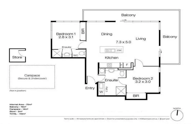 Floorplan of Homely apartment listing, 2/3 Prowse Street, West Perth WA 6005
