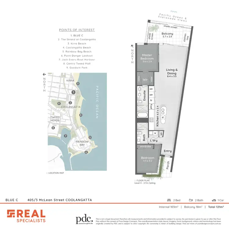 Floorplan of Homely unit listing, 405/3 McLean Street 'Blue C', Coolangatta QLD 4225