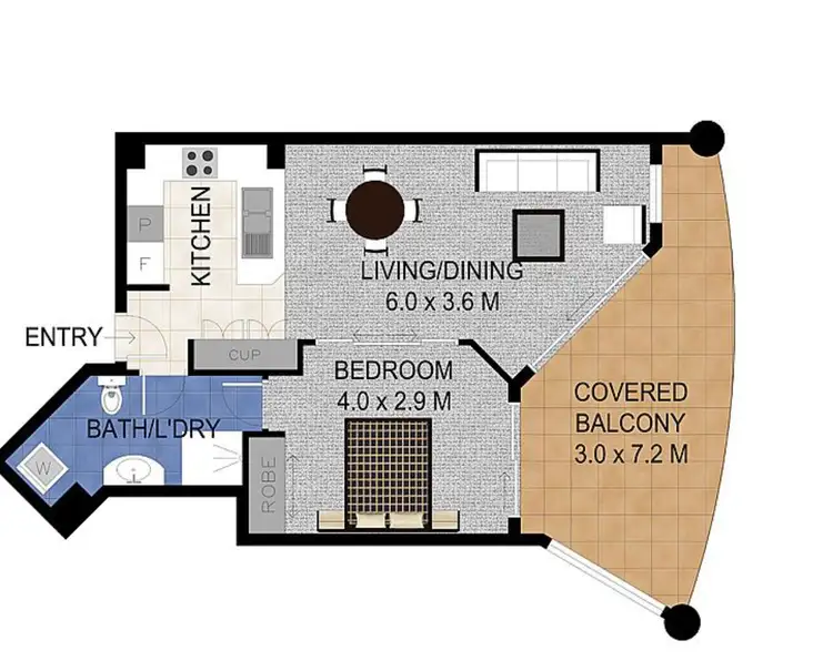 Floorplan of Homely unit listing, 403/88 Marine Parade 'Mantra', Coolangatta QLD 4225