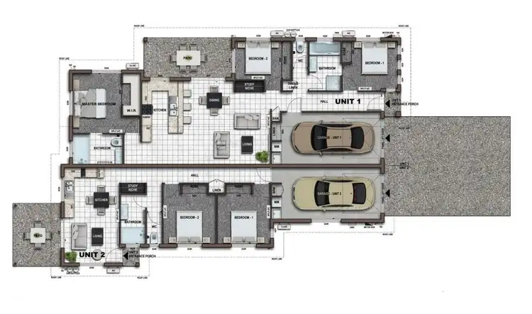 Floorplan of Homely block of units listing, 1 & 2/2 Diversity Street, Rasmussen QLD 4815