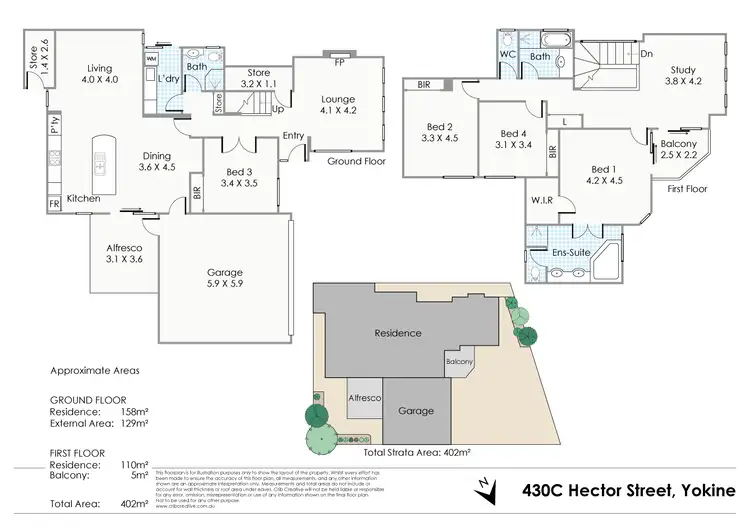 Floorplan of Homely townhouse listing, 430C Hector Street, Yokine WA 6060