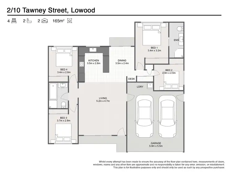 Floorplan of Homely semi-detached listing, 2/10 Tawney Street, Lowood QLD 4311