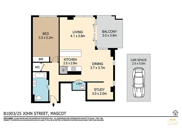 Floorplan of Homely apartment listing, B1003/25 John St, Mascot NSW 2020