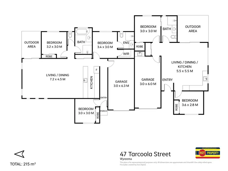 Floorplan of Homely semi-detached listing, 47 Tarcoola Street, Wyreema QLD 4352