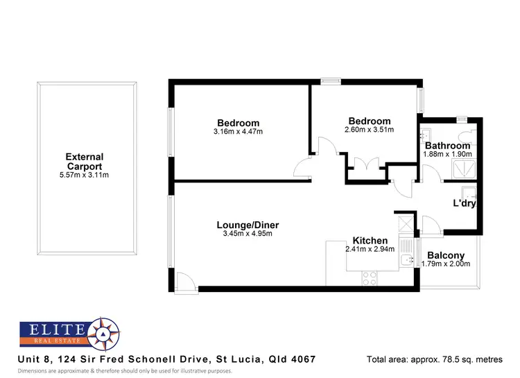 Floorplan of Homely unit listing, 8/124 Sir Fred Schonell Drive, St Lucia QLD 4067