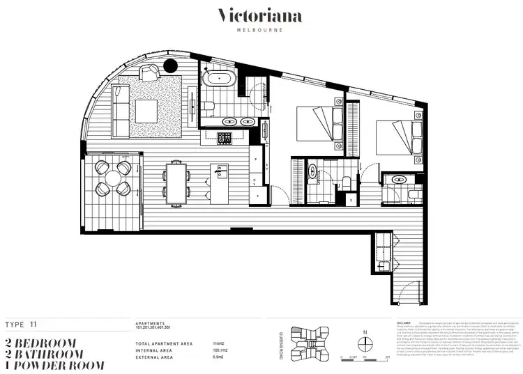 Floorplan of Homely apartment listing, unit 201/20 Queens Road, Melbourne VIC 3000