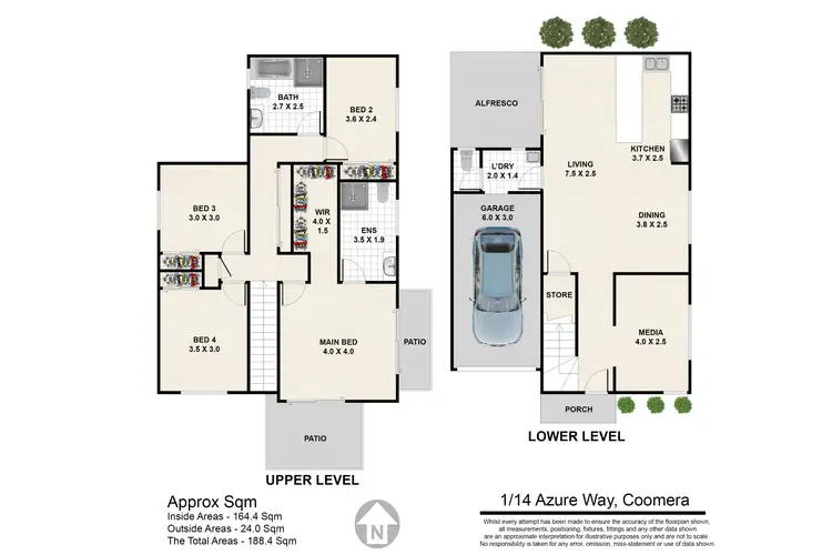 Floorplan of Homely semi-detached listing, 1/14 Azure Way, Coomera QLD 4209