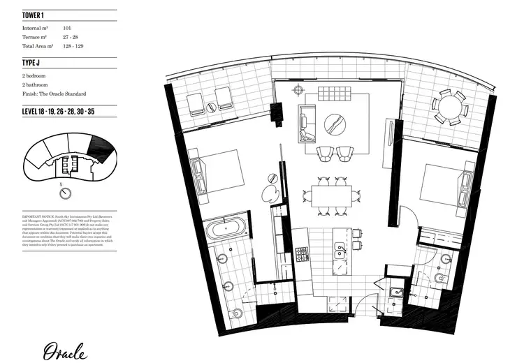Floorplan of Homely apartment listing, 2805/1 Oracle Boulevard, Broadbeach QLD 4218