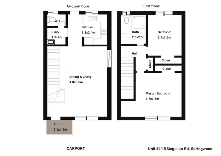 Floorplan of Homely townhouse listing, 44/15 Magellan Road, Springwood QLD 4127