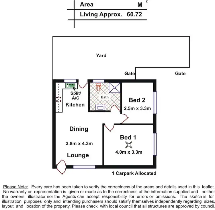 Floorplan of Homely unit listing, 1/3 Croydon Road, Keswick SA 5035