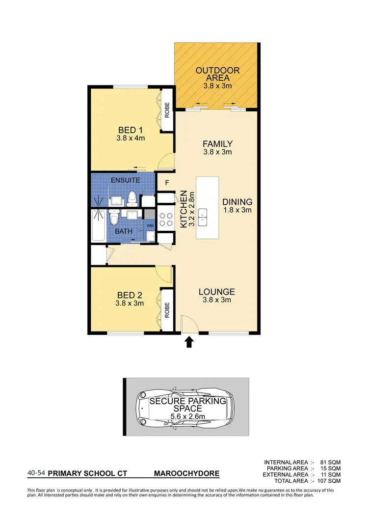 Floorplan of Homely unit listing, 43/40-54 Primary School Court, Maroochydore QLD 4558