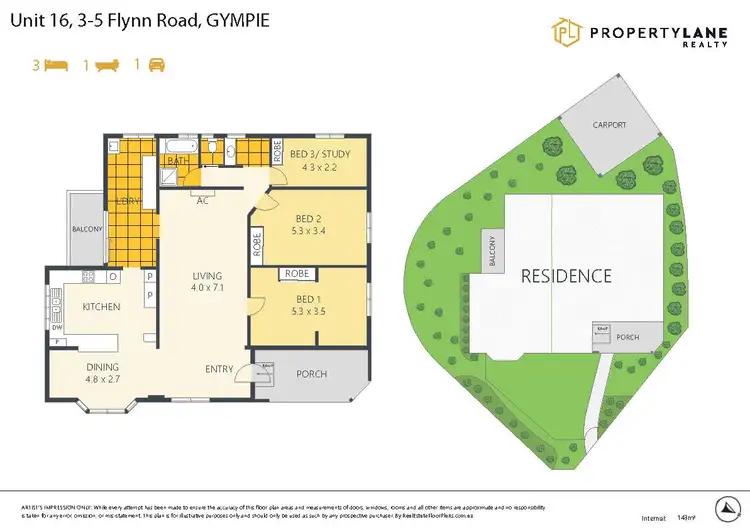 Floorplan of Homely semi-detached listing, 16/3-5 Flynn Road, Gympie QLD 4570