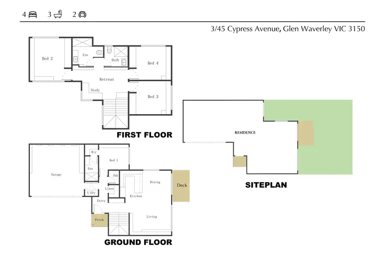 Floorplan of Homely townhouse listing, 3/45 Cypress Avenue, Glen Waverley VIC 3150