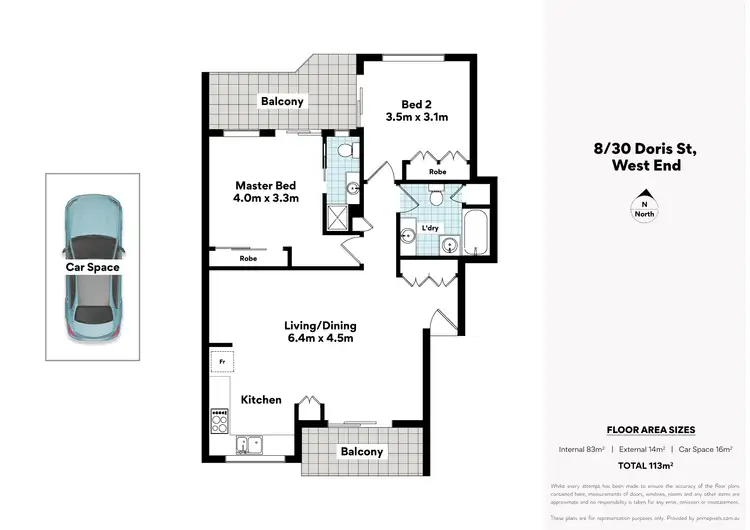 Floorplan of Homely apartment listing, 8/30 Doris Street, West End QLD 4101