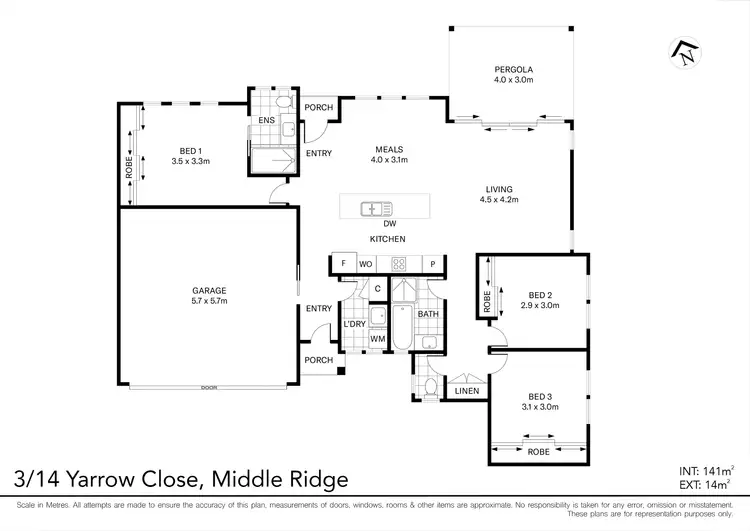 Floorplan of Homely unit listing, 3/14 Yarrow Close, Middle Ridge QLD 4350