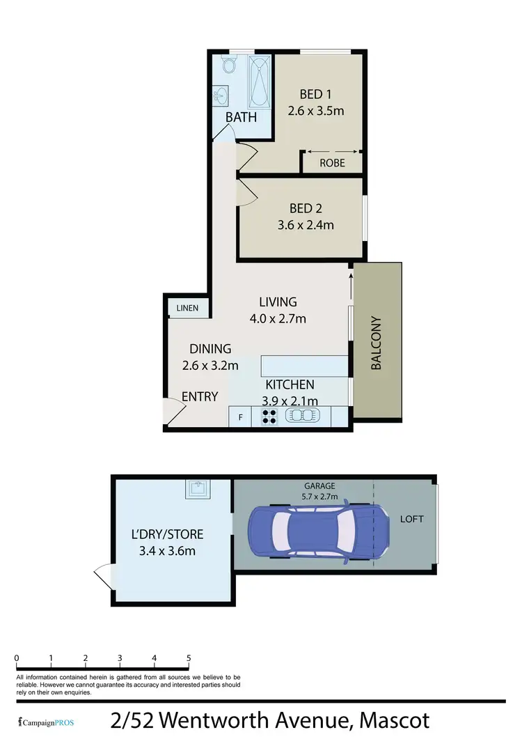 Floorplan of Homely unit listing, 2/52 Wentworth Avenue, Mascot NSW 2020