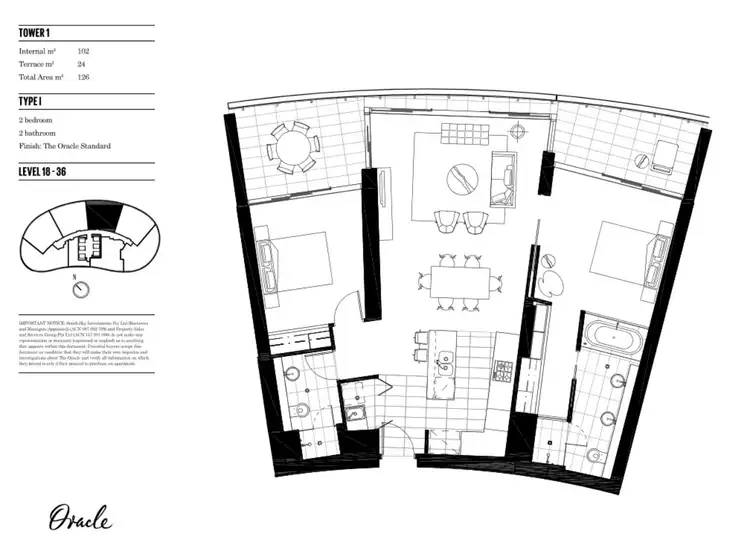 Floorplan of Homely apartment listing, 3403/1 Oracle Boulevard, Broadbeach QLD 4218