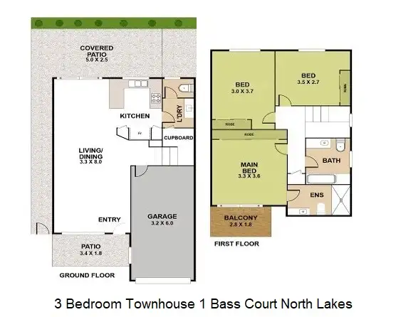 Floorplan of Homely townhouse listing, 58/1 Bass Court, North Lakes QLD 4509