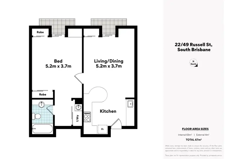 Floorplan of Homely apartment listing, 22/49 Russell Street, South Brisbane QLD 4101