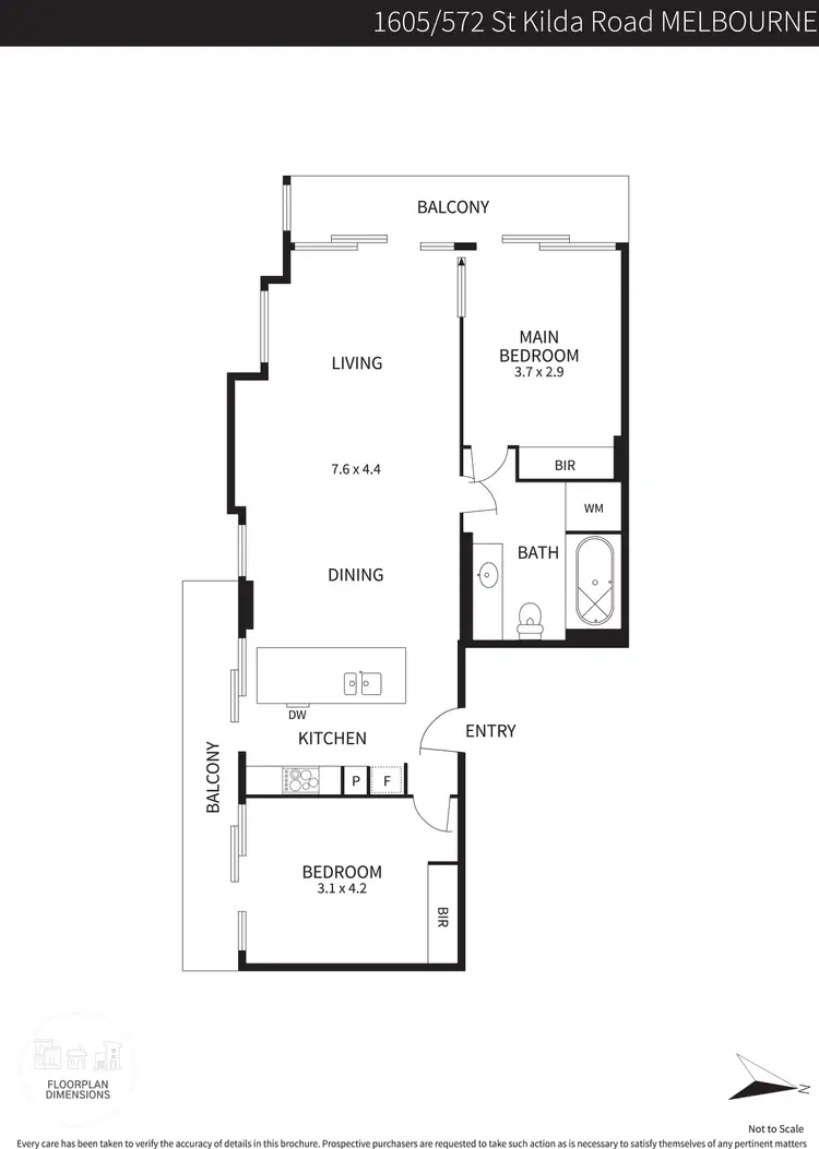 Floorplan of Homely apartment listing, 1605/572 St Kilda Road, Melbourne VIC 3004