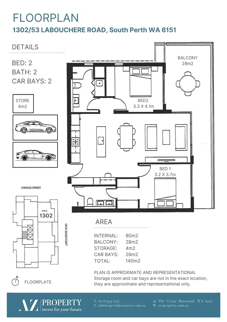 Floorplan of Homely apartment listing, 1302/53 Labouchere Road, South Perth WA 6151