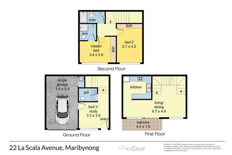 Floorplan of Homely townhouse listing, 22 La Scala Avenue, Maribyrnong VIC 3032