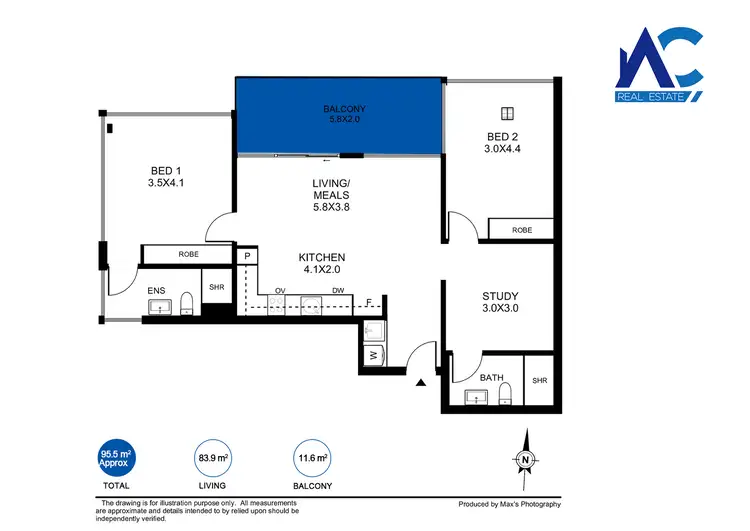 Floorplan of Homely apartment listing, N811/68 Elizabeth Street, Adelaide SA 5000