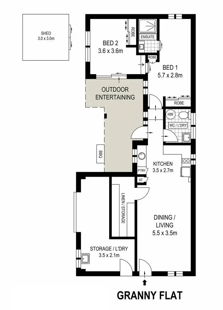 Floorplan of Homely flat listing, Granny Flat/3 Waterview Avenue, Caringbah South NSW 2229