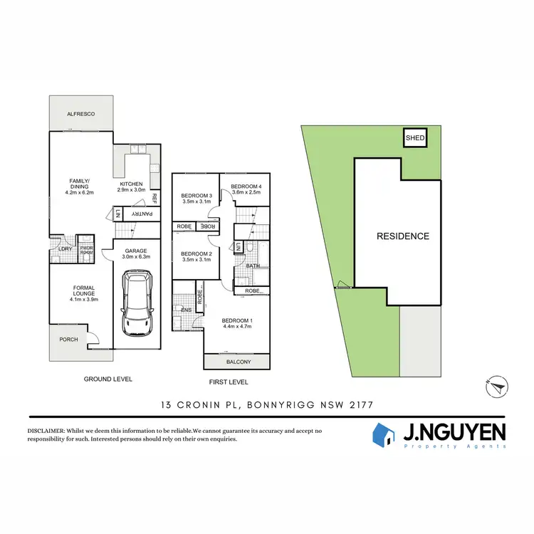 Floorplan of Homely semi-detached listing, 13 Cronin Place, Bonnyrigg NSW 2177