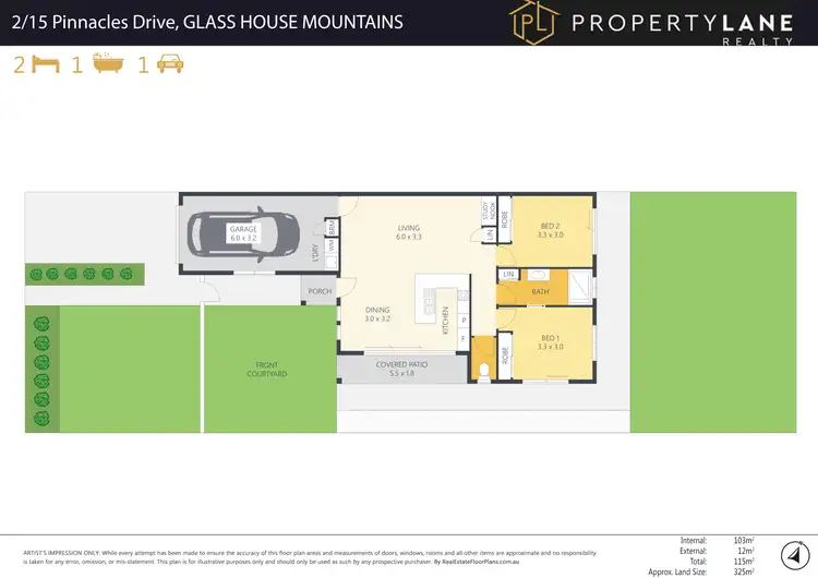 Floorplan of Homely semi-detached listing, 2/15 Pinnacles Drive, Glass House Mountains QLD 4518
