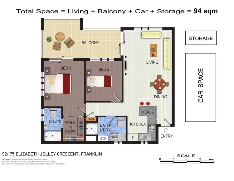 Floorplan of Homely apartment listing, 92/75 Elizabeth Jolley Crescent, Franklin ACT 2913