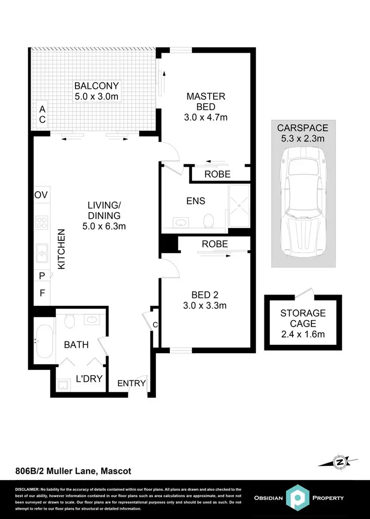 Floorplan of Homely apartment listing, 806B/2 Muller Lane, Mascot NSW 2020