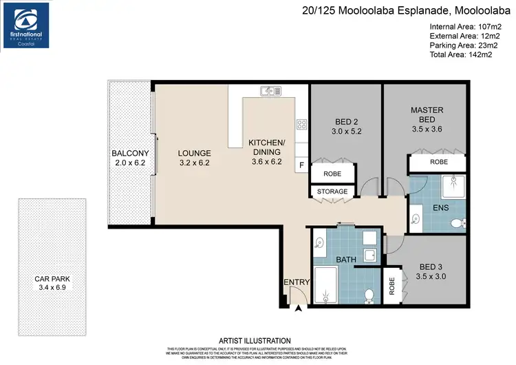 Floorplan of Homely unit listing, 20/125 Mooloolaba Esplanade, Mooloolaba QLD 4557