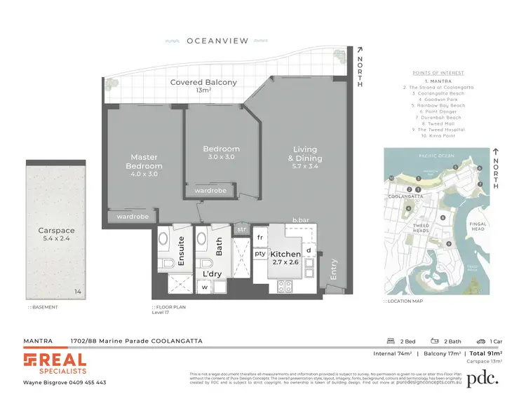 Floorplan of Homely unit listing, 1702/88 Marine Parade, Coolangatta QLD 4225