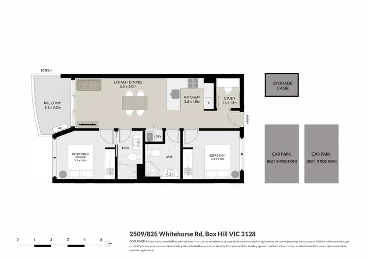 Floorplan of Homely apartment listing, 2509/826-828 Whitehorse Road, Box Hill VIC 3128