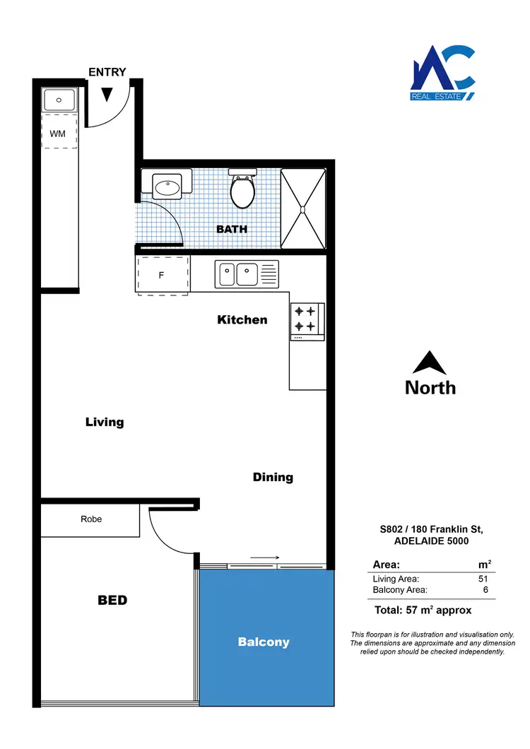 Floorplan of Homely apartment listing, S802/180 Franklin Street, Adelaide SA 5000