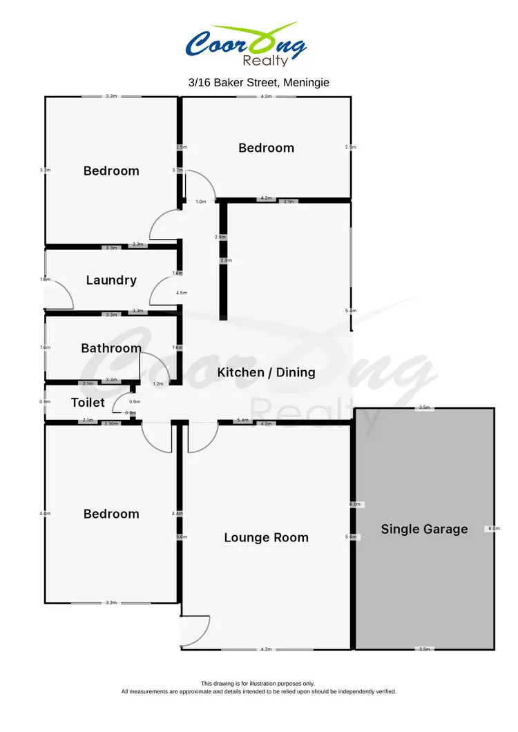 Floorplan of Homely unit listing, 3/16 Baker Street, Meningie SA 5264