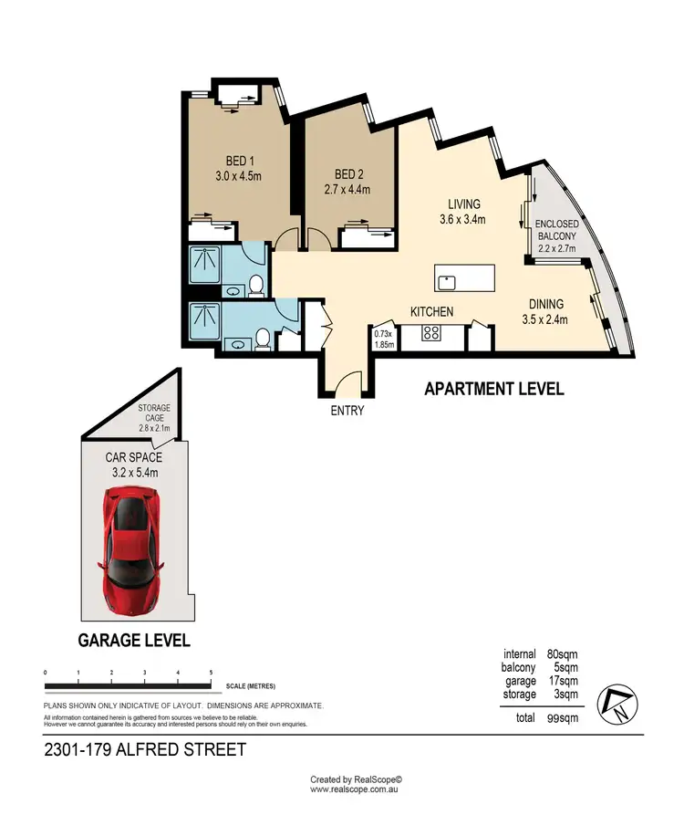 Floorplan of Homely unit listing, 2301/179 Alfred Street, Fortitude Valley QLD 4006