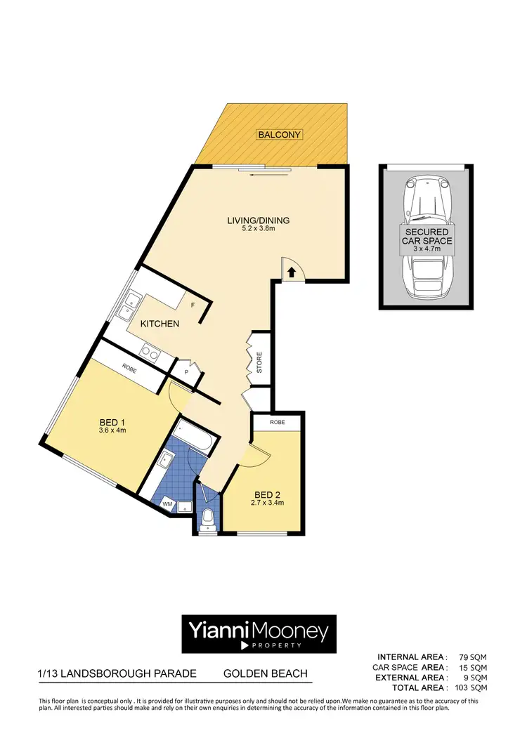 Floorplan of Homely apartment listing, 1/13 Landsborough Parade, Golden Beach QLD 4551
