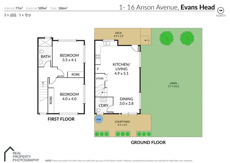 Floorplan of Homely townhouse listing, 1/16 Anson Avenue, Evans Head NSW 2473